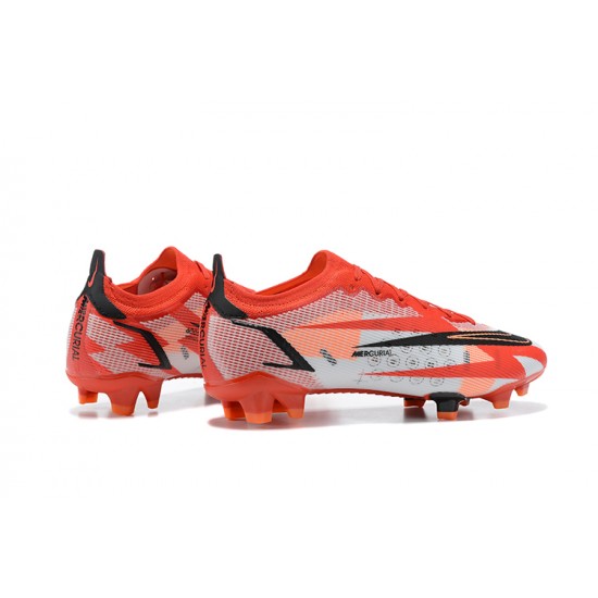 Nike Vapor 14 Elite CR7 FG Red Black White Low-top For Men Soccer Cleats 