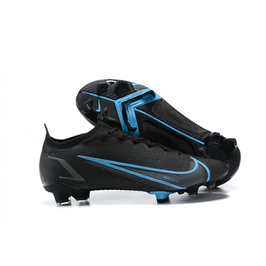 Nike Vapor 14 Elite FG Black Blue Low-top For Men Soccer Cleats 