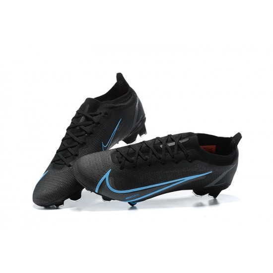 Nike Vapor 14 Elite FG Black Blue Low-top For Men Soccer Cleats 