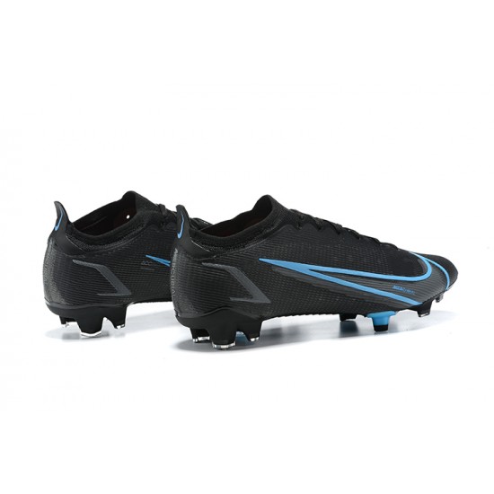 Nike Vapor 14 Elite FG Black Blue Low-top For Men Soccer Cleats 