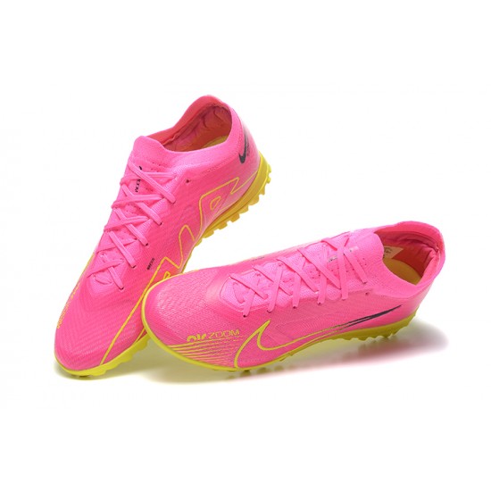 Nike Vapor 15 Academy TF Pink Yellow For Men Low-top Soccer Cleats 