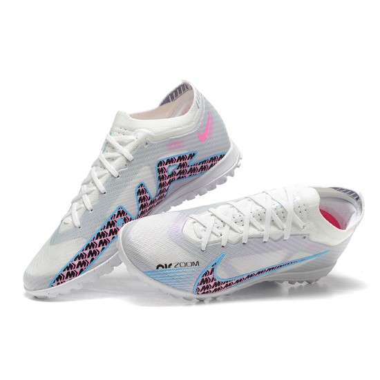 Shop Now Nike Vapor 15 Academy TF White Pink Blue For Men Low-top Soccer Cleats Sale