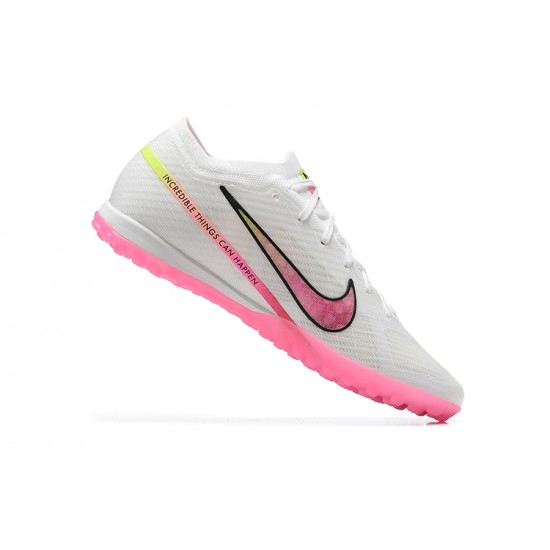 Goods That Sell Well Nike Vapor 15 Academy TF White Pink Yellow For Men Low-top Soccer Cleats For Sale