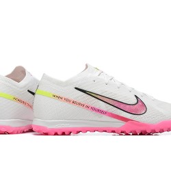 Nike Vapor 15 Academy TF White Pink Yellow For Men Low-top Soccer Cleats 