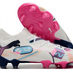 Puma Future FG White and Pink Men's Soccer Cleats