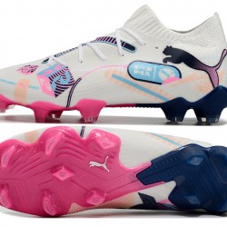 Puma Future FG White and Pink Men's Soccer Cleats