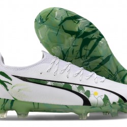 Puma Ultra Ultimate FG White and Green Men's Soccer Cleats