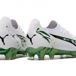 Puma Ultra Ultimate FG White and Green Men's Soccer Cleats