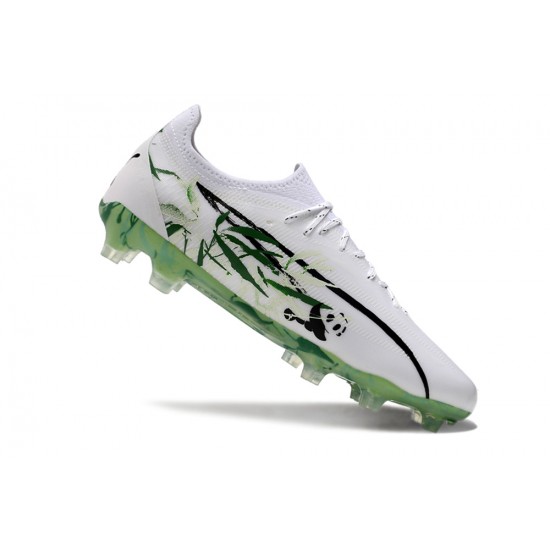 Exceptional Quality Puma Ultra Ultimate FG White and Green Mens Soccer Cleats For Sale