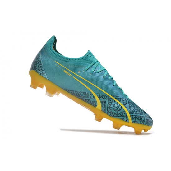 Buy the latest Puma Ultra Ultimate FG Teal Yellow Mens Soccer Cleats For Sale