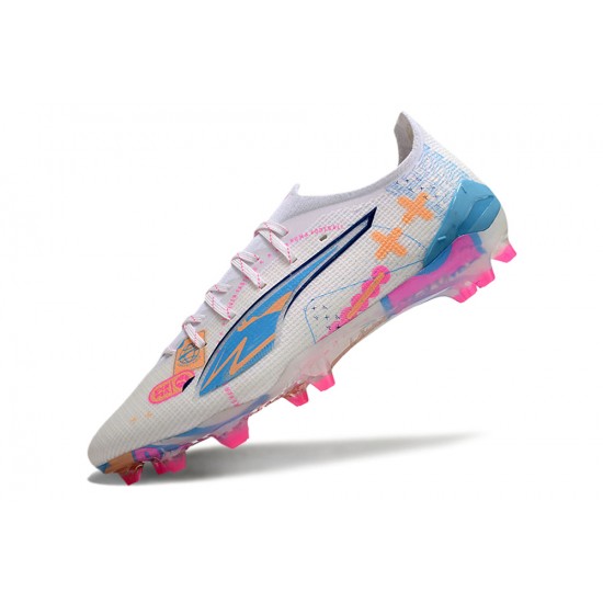 Click To Buy Puma Ultra Ultimate FG White and Blue Mens Soccer Cleats Shop Online