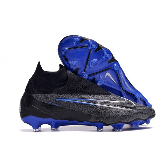 Click To Order Nike Phantom GX Elite DF Link FG Black White Blue High-top Footballboots For Men Shop Online