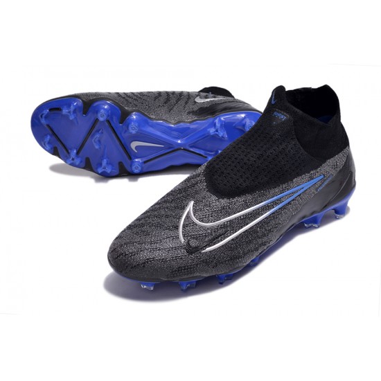 Click To Order Nike Phantom GX Elite DF Link FG Black White Blue High-top Footballboots For Men Shop Online