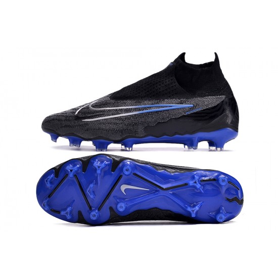 Click To Order Nike Phantom GX Elite DF Link FG Black White Blue High-top Footballboots For Men Shop Online