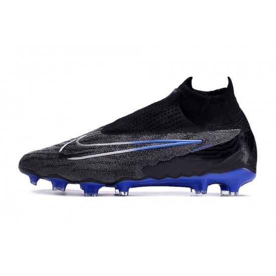 Click To Order Nike Phantom GX Elite DF Link FG Black White Blue High-top Footballboots For Men Shop Online