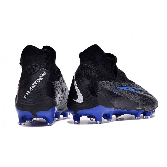 Click To Order Nike Phantom GX Elite DF Link FG Black White Blue High-top Footballboots For Men Shop Online