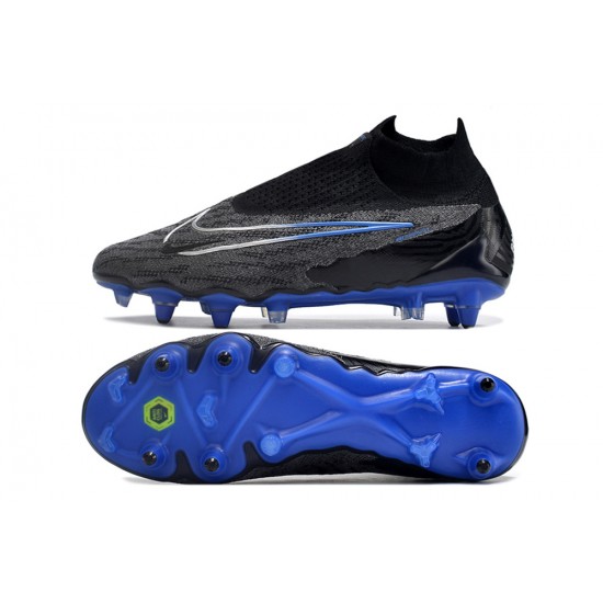 Popular Goods Nike Phantom- GX Elite DF Link SG Anti Clog Black Blue White High-top Footballboots For Men On Sale