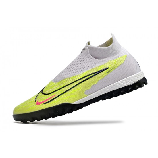 Nike Phantom GX Elite DF Link TF White Yellow Black HIge-top Footballboots For Men 