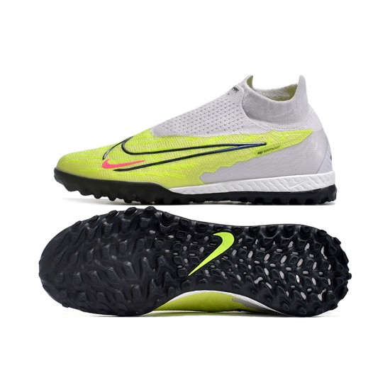 Nike Phantom GX Elite DF Link TF White Yellow Black HIge-top Footballboots For Men 