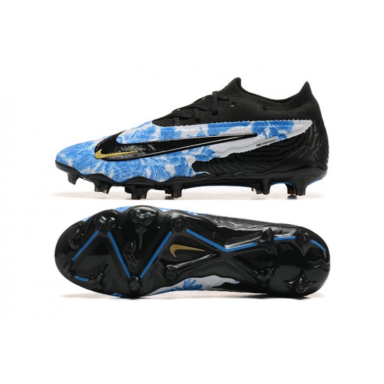 Nike Phantom GX Elite FG Grey Black Ltblue Low Soccer Cleats