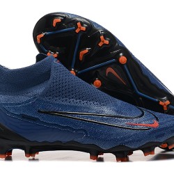 Nike Phantom GX Elite FG High Top Soccer Cleats Deep Blue Black Orange For Men 