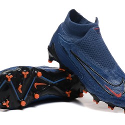 Nike Phantom GX Elite FG High Top Soccer Cleats Deep Blue Black Orange For Men 