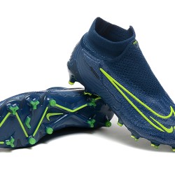 Nike Phantom GX Elite FG High Top Soccer Cleats Deep Blue Yellow Green For Men 