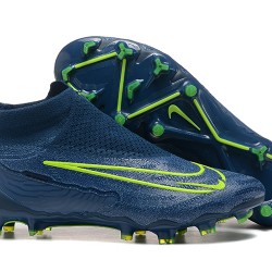 Nike Phantom GX Elite FG High Top Soccer Cleats Deep Blue Yellow Green For Men 