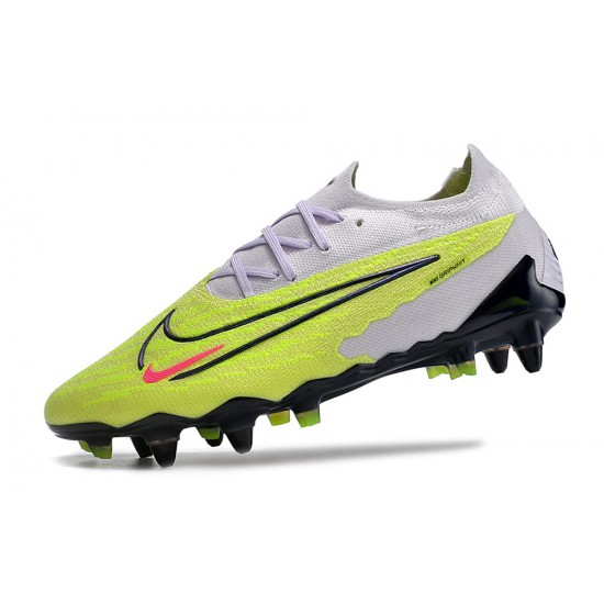 Click To Order Nike Phantom GX Elite Link PRO SG Anti Clog Black Green LightPurole Low-top Footballboots For Men Sale