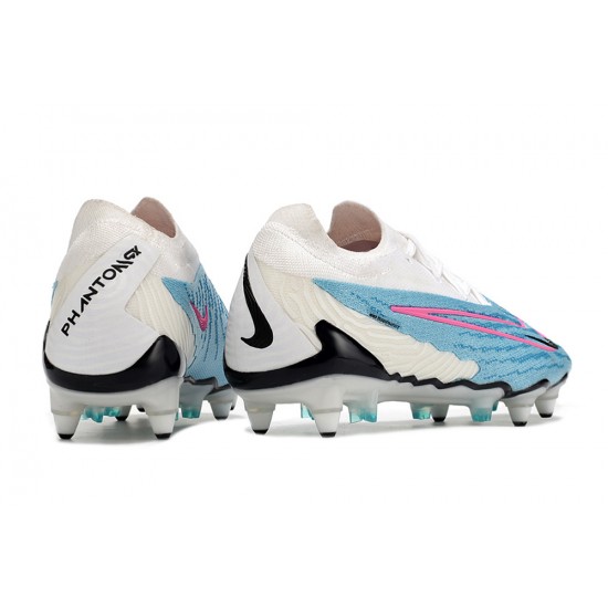 Click To Order Nike Phantom GX Elite Link PRO SG Anti Clog Blue White Pink Low-top Footballboots For Men For Sale