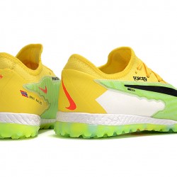 Nike React Phantom GX Pro TF Yellow Green Red Low-top Footballboots For Men 