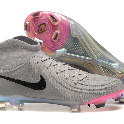 Nike Phantom Luna Elite FG High Top Pink Grey Black Soccer Cleats For Men 