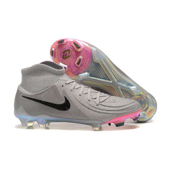 Nike Phantom Luna Elite FG High Top Pink Grey Black Soccer Cleats For Men