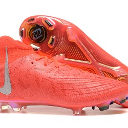 Nike Phantom Luna Elite FG High Top Red Silver Soccer Cleats For Men 