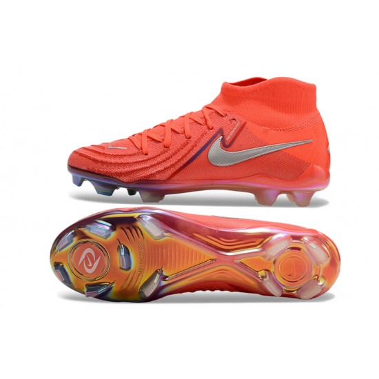 Nike Phantom Luna Elite FG High Top Soccer Cleats Red Silver For Men And Women