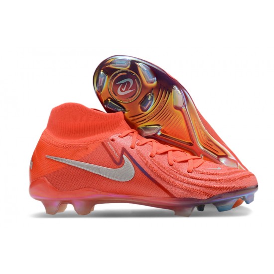 Nike Phantom Luna Elite FG High Top Soccer Cleats Red Silver For Men And Women