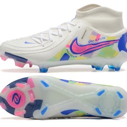 Nike Phantom Luna Elite FG High Top White Pink Blue Soccer Cleats For Men 