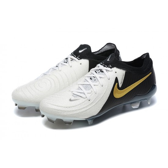 Goods That Sell Well Nike Phantom Luna Elite FG Low Black Gold White Soccer Cleats For Men For Sale