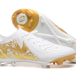 Nike Phantom Luna Elite FG Low Gold White Soccer Cleats For Men 