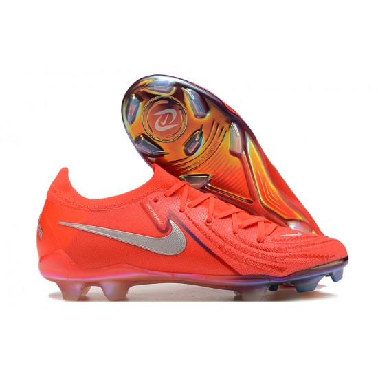 Nike Phantom Luna Elite FG Low Soccer Cleats Red Silver For Men And Women