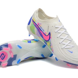 Nike Phantom Luna Elite FG Low White Blue Pink Soccer Cleats For Men 