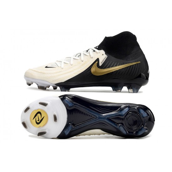 Nike Phantom Luna Elite NU FG Beige Black Gold High Soccer Cleats