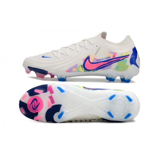 Nike Phantom Luna Elite NU FG White Blue Pink Low Soccer Cleats