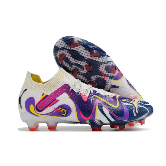 Top Quality Puma Future Ultimate FG Low-Top White Black Purple For Women And Men Soccer Cleats Online