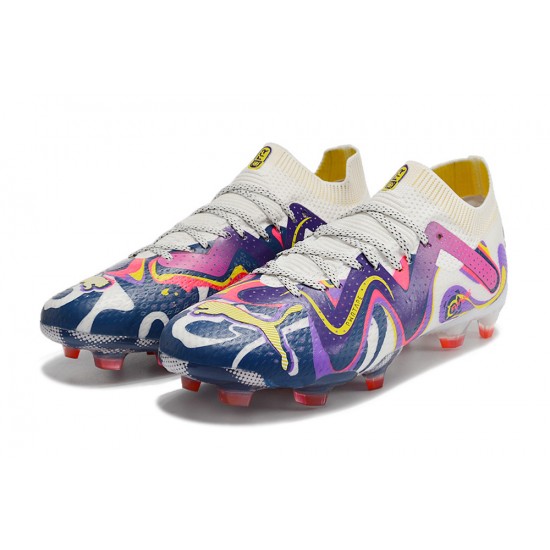 Top Quality Puma Future Ultimate FG Low-Top White Black Purple For Women And Men Soccer Cleats Online