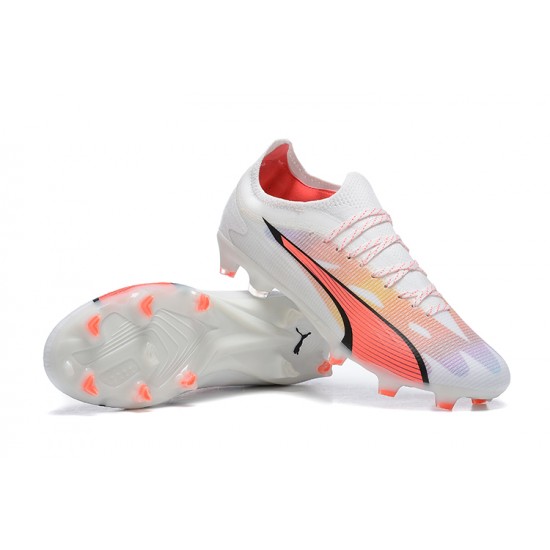 Shop Now Puma Future Ultimate FG Low-Top White Pink For Men Soccer Cleats On Sale