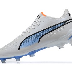 Puma King Ultimate Icon MG Low-Top White Blue For Men Soccer Cleats 