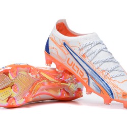 Puma Ultra Ultimate FG Low-Top Blue White Orange For Men Soccer Cleats 