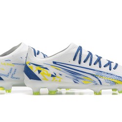 Puma Ultra Ultimate FG Low-Top Blue White Yellow For Men Soccer Cleats 