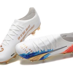 Puma Ultra Ultimate FG Low-Top White Gold For Men Soccer Cleats 